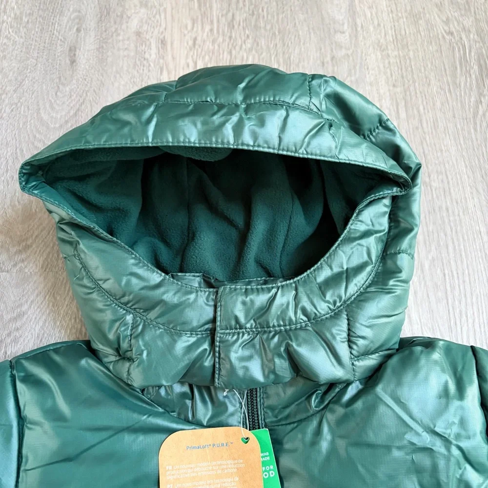 NWT Baby Gap Puffer Jacket with Removable Hood Green Toddler 3 Kids Boys Girls